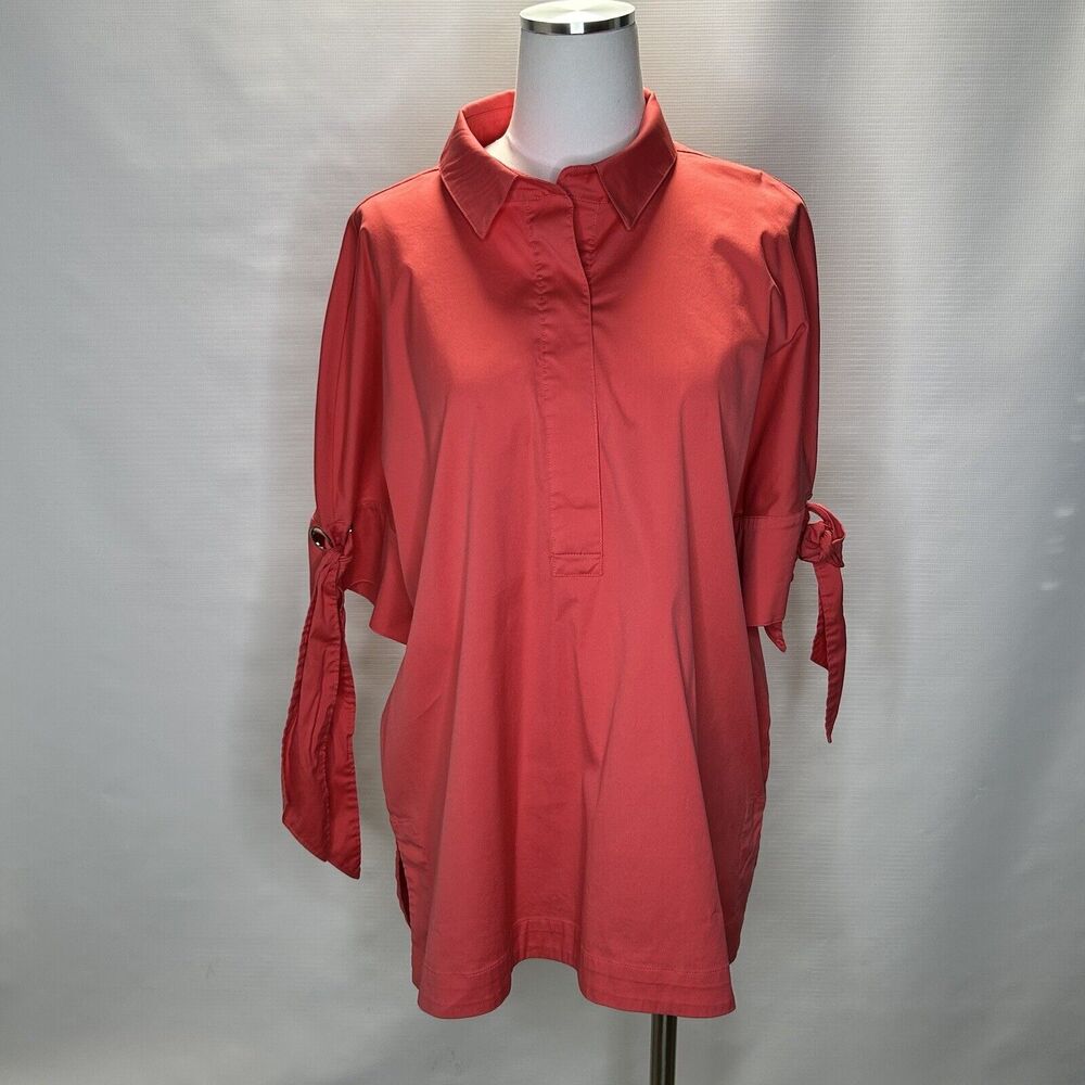 Chicos Top Women's Size 3 XL Pink V-neck Shirt Sleeve Popover Shirt